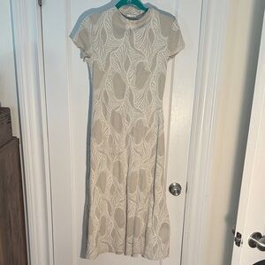 Zara Cream Leaf Pattern Maxi Dress